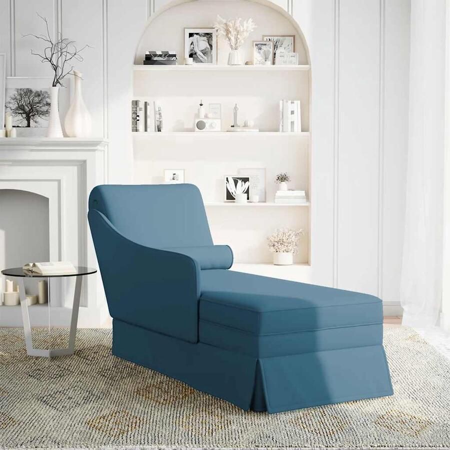 VidaXL Chaise Longue Fluweel Blauw Luxe Comfort Chaise Longue Chaise Longues Chaise Lounge Stoel Chaise Lounge Fauteuil