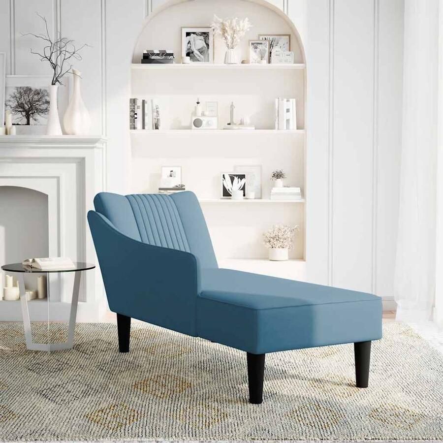 VidaXL Chaise longue Fluweel Blauw Rechterarmleuning Chaise Longue Chaise Longues Chaise Lounge Stoel Chaise Lounge Fauteuil