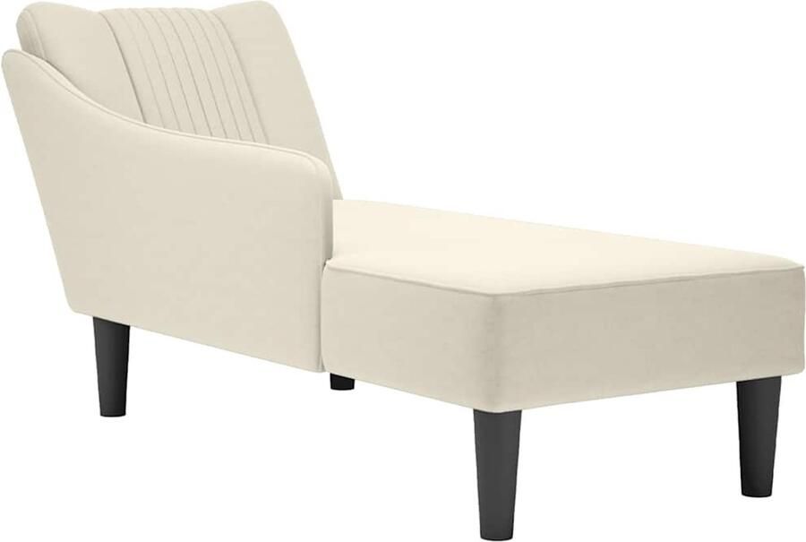 VidaXL Chaise longue Fluweel Crème Rechterarmleuning Chaise Lounge Loungestoel Velours Fauteuil Relaxstoel Comfortabele Stoel