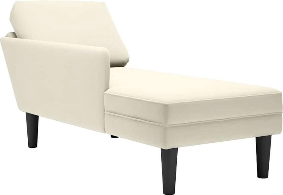 VidaXL Chaise longue Fluweel Crèmekleurig Met kussen Chaise Longue Chaise Longues Chaise Lounge Stoel Chaise Lounge Fauteuil