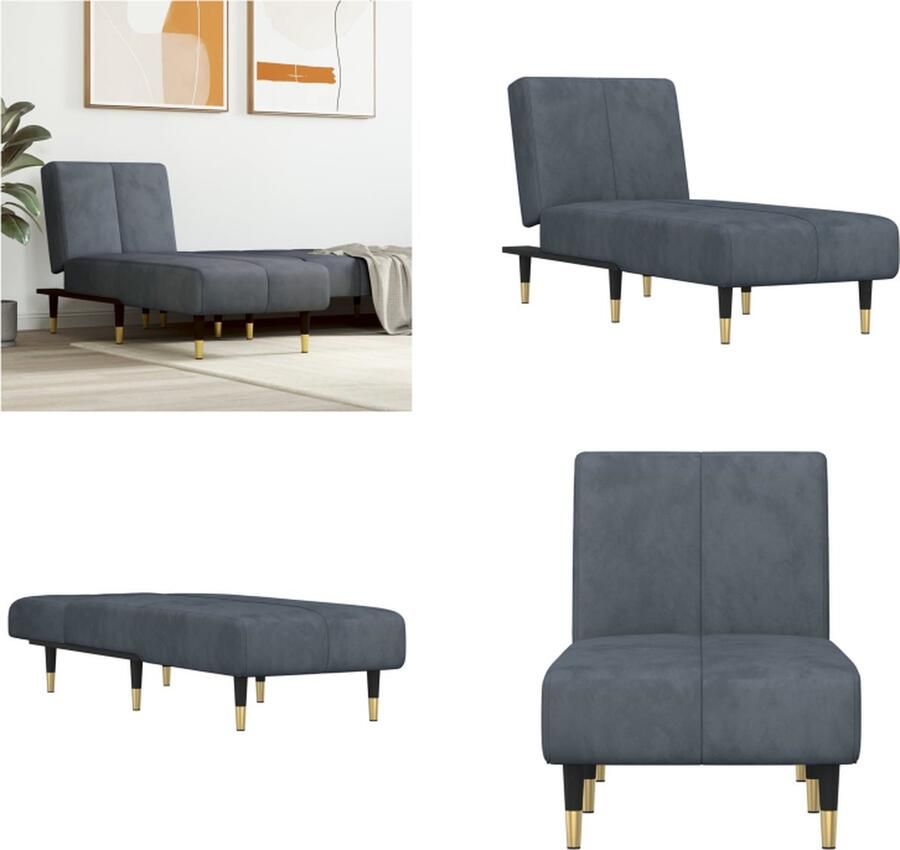 VidaXL Chaise longue fluweel donkergrijs Chaise Longue Chaise Longues Loungebank Divan