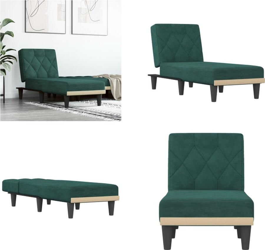 VidaXL Chaise longue fluweel donkergroen Chaise Longue Chaise Longues Loungebank Divan