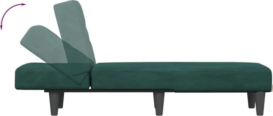 VidaXL Chaise longue Fluweel Donkergroen Verstelbare Chaise Lounge Loungebank Relaxfauteuil Donkergroene Fauteuil Fluweel Stoffen Meubels