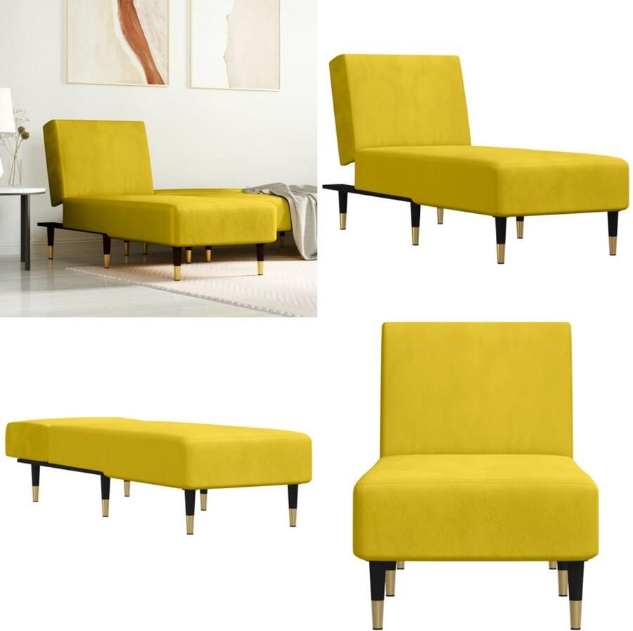 VidaXL Chaise longue fluweel geel Chaise Longue Chaise Longues Loungebank Divan