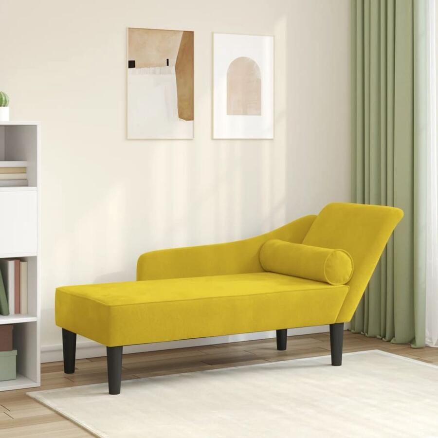 VidaXL Chaise longue Fluweel geel Inclusief kussens Chaise Longue Chaise Longues Loungebank Divan