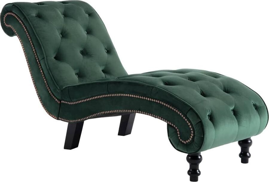 VidaXL Chaise Longue Fluweel Groen Chaise Lounge Loungestoel Stoffen Bank Fluweelbank Groene Bank Relaxstoel