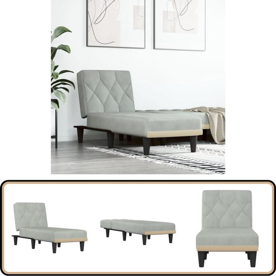 VidaXL Chaise longue Fluweel Lichtgrijs 55x140x70cm Verstelbare Chaise Lounge Fluweel Chaise Lounge Loungebank Grijs Relaxfauteuil Stoffen Fauteuil Kleine Chaise Lounge