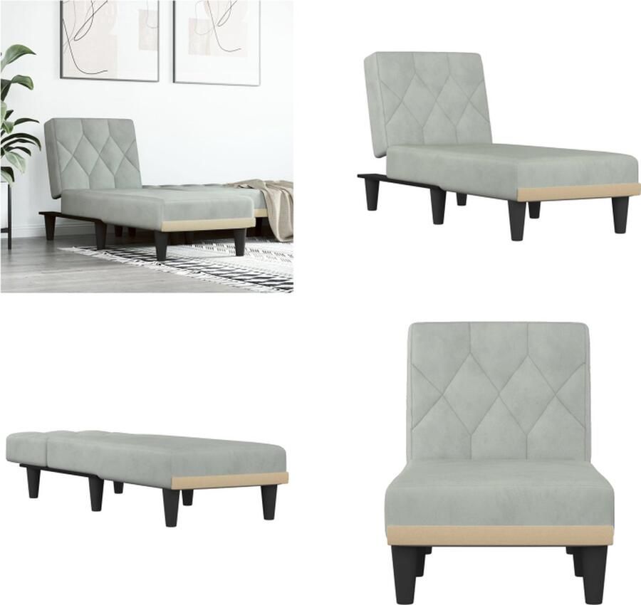VidaXL Chaise longue fluweel lichtgrijs Chaise Longue Chaise Longues Loungebank Divan