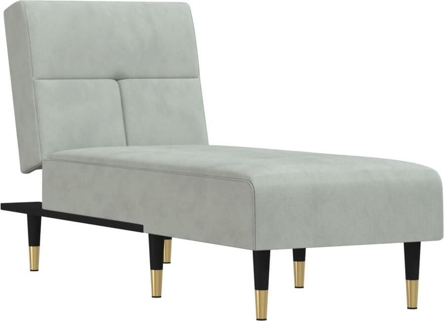 VidaXL Chaise longue Fluweel Lichtgrijs Elegant design Verstelbare Chaise Lounge Fluweel Chaise Lounge Loungebank Relaxfauteuil Leesbank Kleine Fauteuil Grijs Meubilair