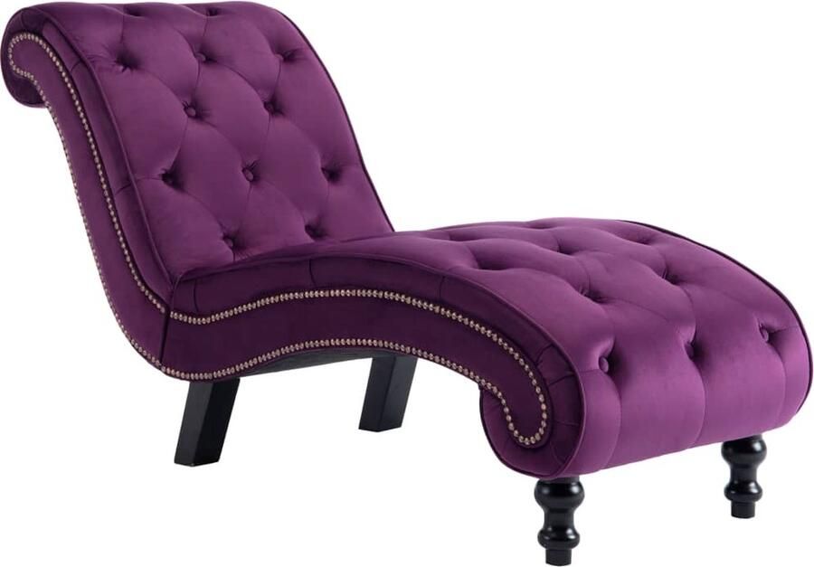 VidaXL Chaise longue Fluweel Paars 145x52x77 cm Loungesofa Chaiselongue Velvet Bank Lounge Stoel Relaxstoel Design Meubilair Paarse Sofa