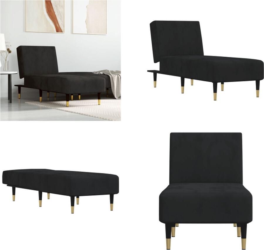 VidaXL Chaise longue fluweel zwart Chaise Longue Chaise Longues Loungebank Divan