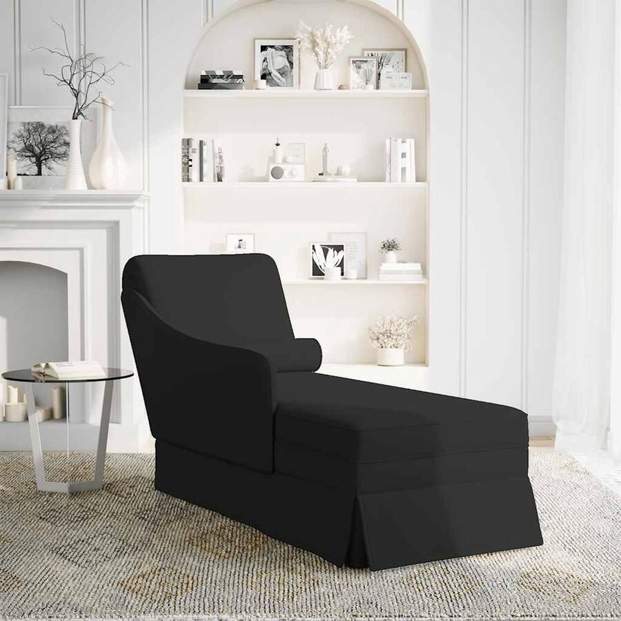 VidaXL Chaise longue Fluweel Zwart Rechter armleuning Chaise Longue Chaise Longues Chaise Lounge Stoel Chaise Lounge Fauteuil