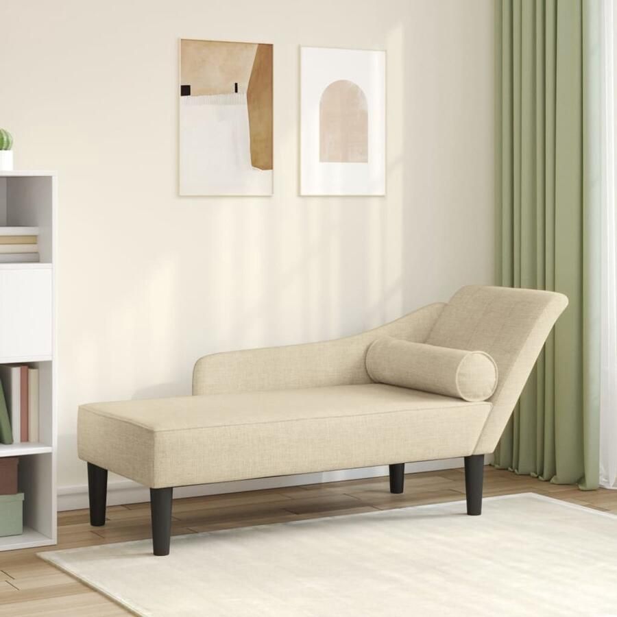 VidaXL Chaise longue Inclusief kussens Crèmekleurig Chaise Longue Chaise Longues Loungebank Divan