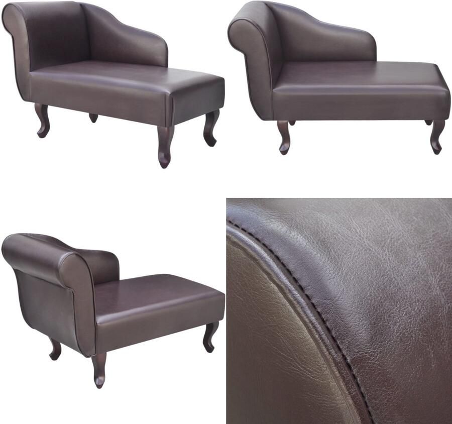 VidaXL Chaise longue kunstleer bruin Chaise Longue Chaise Longues Ligstoel Ligstoelen