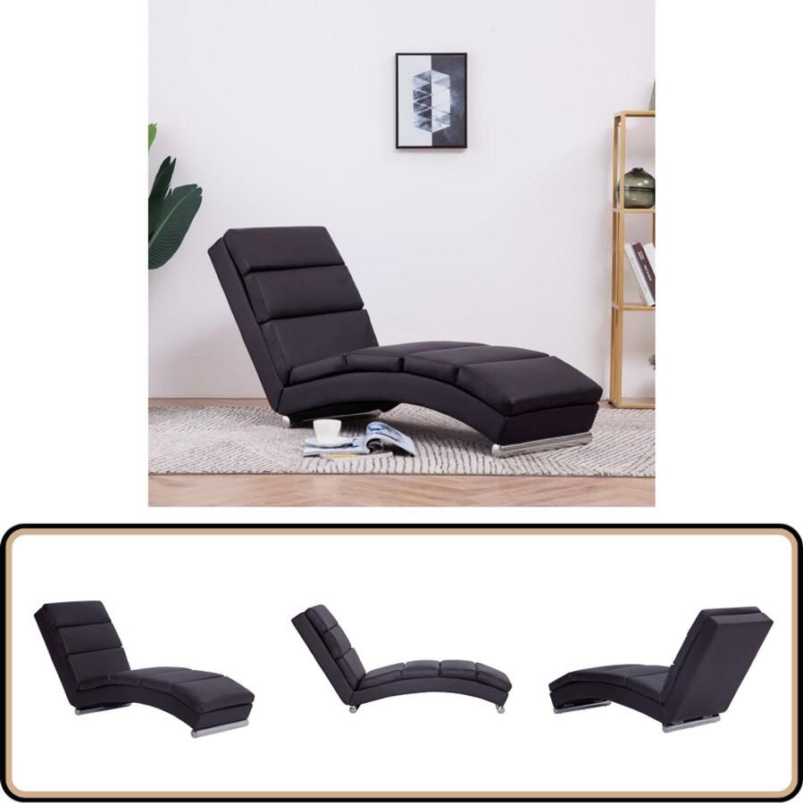 VidaXL Chaise Longue Kunstleer Bruin Chaise Lounge Bruine Fauteuil Loungestoel Kunstleder Modern Design
