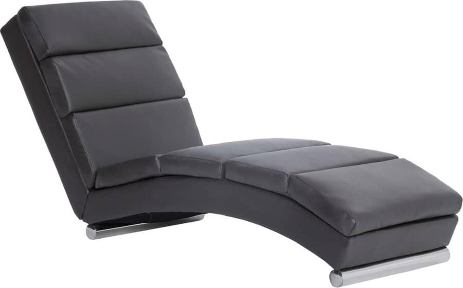 VidaXL Chaise Longue Kunstleer Grijs Chaise Lounge Loungestoel Tuinmeubilair Grijs Meubilair Stoffen Bank Moderne Fauteuil Relaxfauteuil Comfort Luxe Zitbank Buitendecor