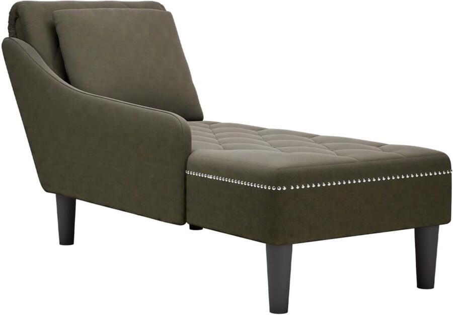 VidaXL Chaise longue Kunstleer Legergroen Met kussen Chaise Lounge Stoel Relaxstoel Leeshoek Fauteuil
