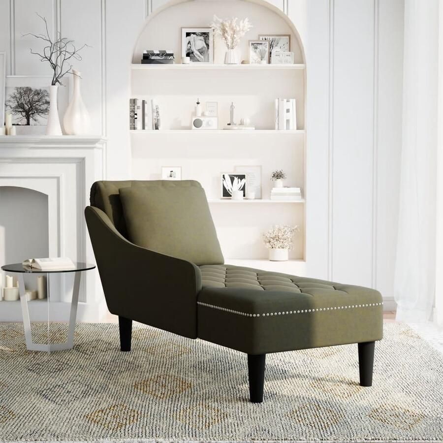 VidaXL Chaise longue Kunstleer Legergroen Met kussen Chaise Lounge Stoel Relaxstoel Leeshoek Fauteuil - Foto 2