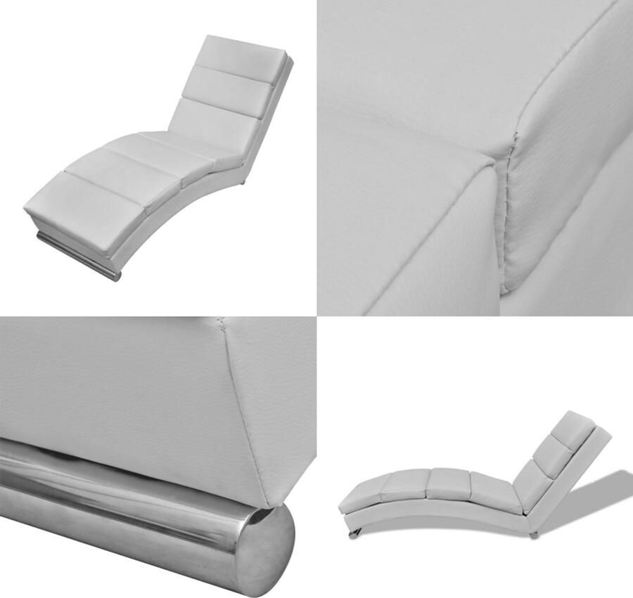 VidaXL -Chaise-longue-kunstleer-wit - Foto 2