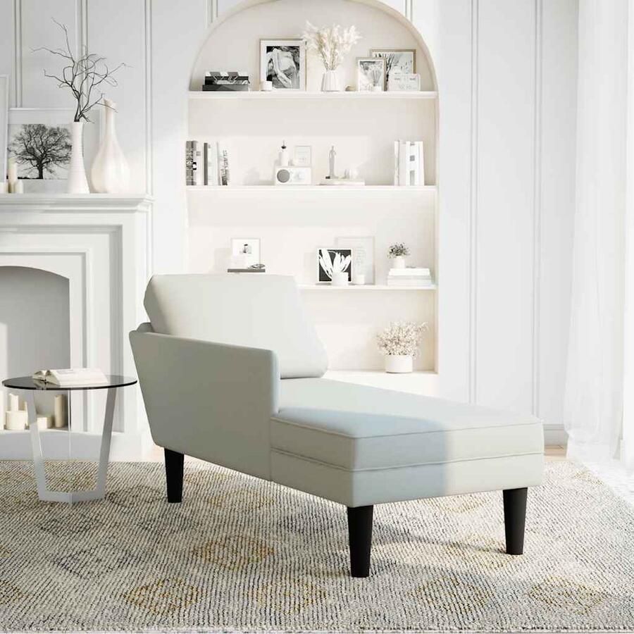 VidaXL Chaise longue lichtgrijs fluweel met kussen Chaise Longue Chaise Longues Chaise Lounge Stoel Chaise Lounge Fauteuil