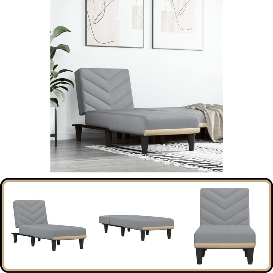 VidaXL Chaise longue Lichtgrijs Stijlvol en Comfortabel Verstelbare Chaise Lounge Loungebank Relaxfauteuil Comfortabele Fauteuil Licht Grijs Meubilair - Foto 2