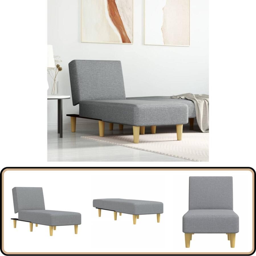 VidaXL Chaise longue Lichtgrijs Stof Comfort Verstelbare Chaise Lounge Loungebank Relaxfauteuil Ligbed Fauteuil