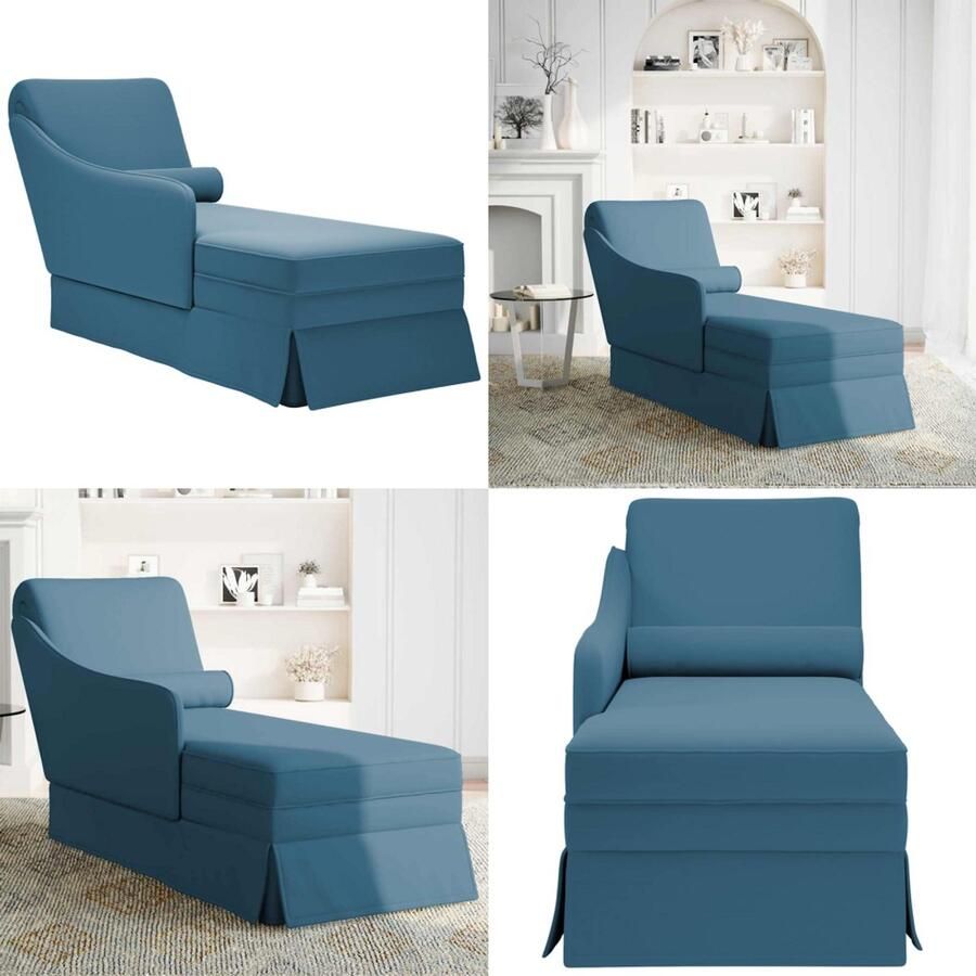 VidaXL Chaise longue met bolster en rechterarmleuning fluweel blauw Chaise Longue Chaise Longues Chaise Lounge Stoel Chaise Lounge Fauteuil
