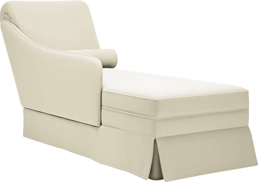 VidaXL Chaise longue met bolster en rechterarmleuning fluweel crème - Foto 2