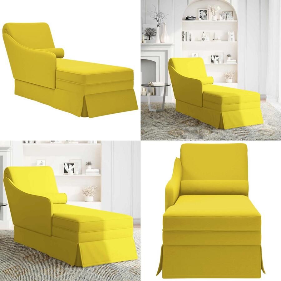 VidaXL Chaise longue met bolster en rechterarmleuning fluweel geel Chaise Longue Chaise Longues Chaise Lounge Stoel Chaise Lounge Fauteuil