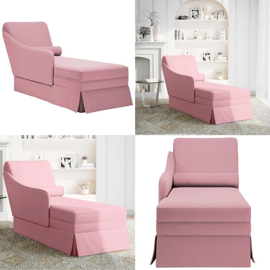 VidaXL Chaise longue met bolster en rechterarmleuning fluweel roze Chaise Longue Chaise Longues Chaise Lounge Stoel Chaise Lounge Fauteuil