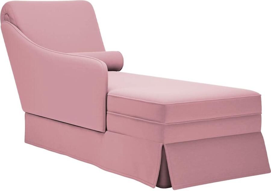 VidaXL Chaise longue met bolster en rechterarmleuning fluweel roze - Foto 3