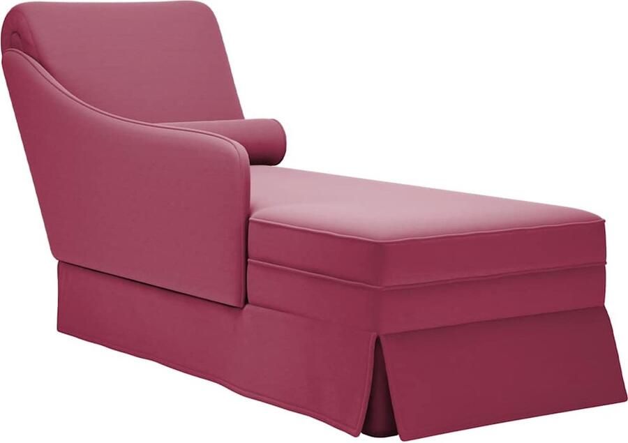 VidaXL Chaise longue met bolster en rechterarmleuning fluweel wijnrood