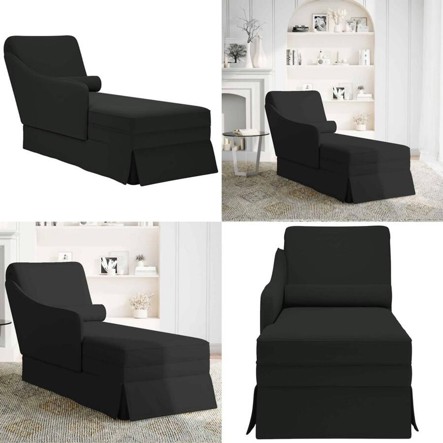 VidaXL Chaise longue met bolster en rechterarmleuning fluweel zwart Chaise Longue Chaise Longues Chaise Lounge Stoel Chaise Lounge Fauteuil