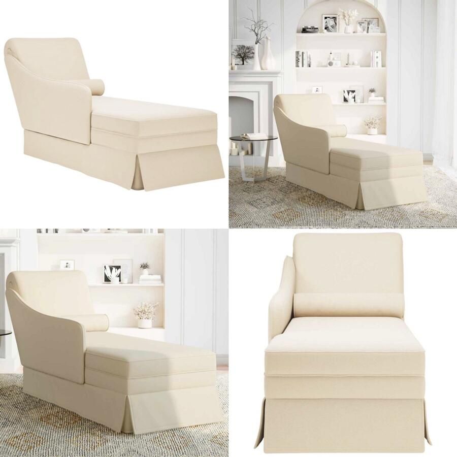 VidaXL Chaise longue met bolster en rechterarmleuning linnen Chaise Longue Chaise Longues Chaise Lounge Stoel Chaise Lounge Fauteuil