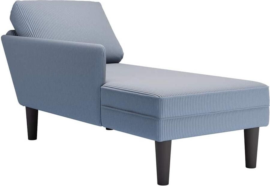 VidaXL Chaise longue met kussen corduroy stof blauw