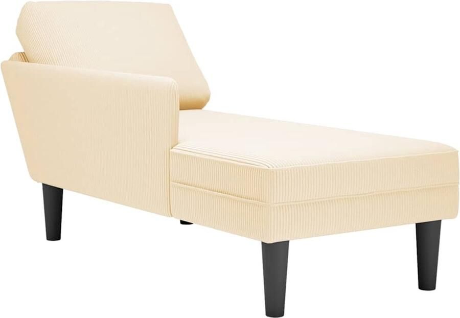 VidaXL Chaise longue met kussen corduroy stof crèmekleurig