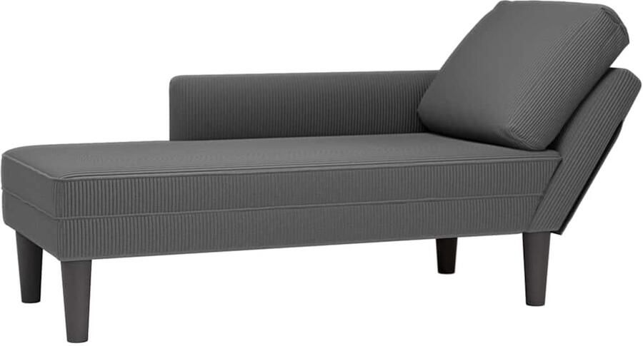 VidaXL Chaise longue met kussen corduroy stof donkergrijs
