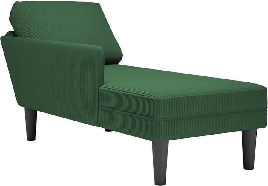 VidaXL Chaise longue met kussen corduroy stof jungle groen