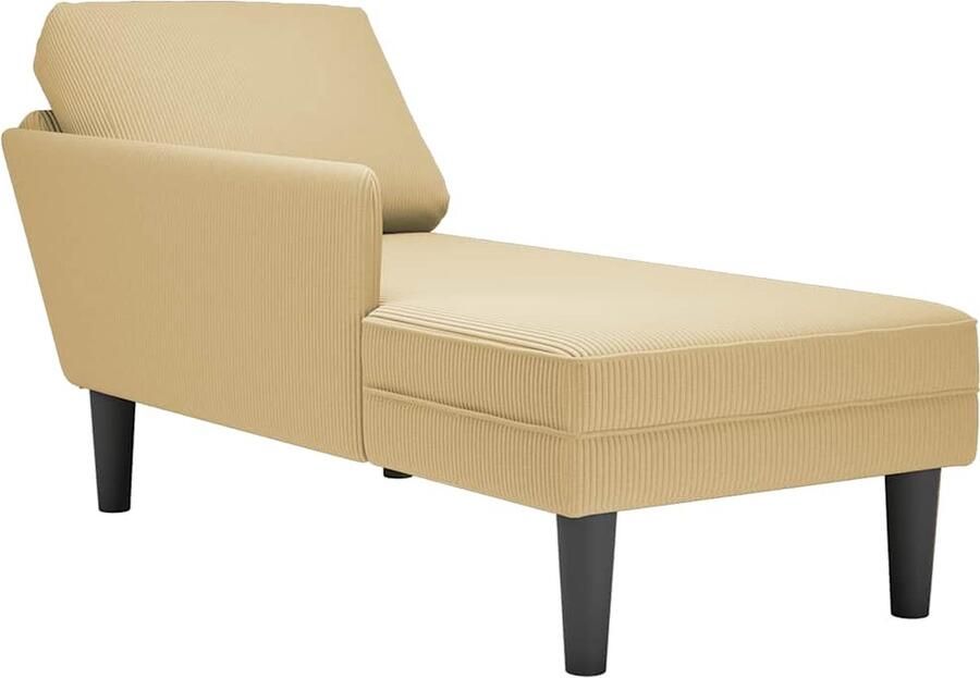 VidaXL Chaise longue met kussen corduroy stof lichtgroen grijs