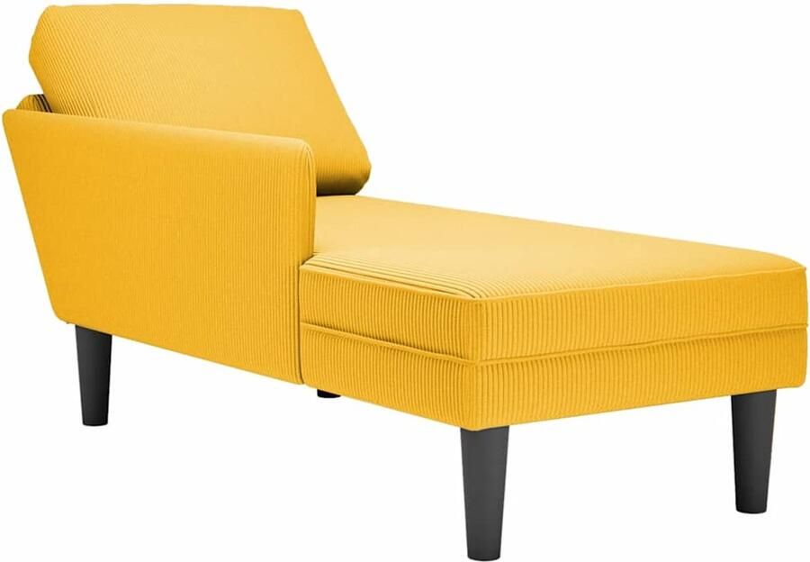 VidaXL Chaise longue met kussen corduroy stof lichtgeel