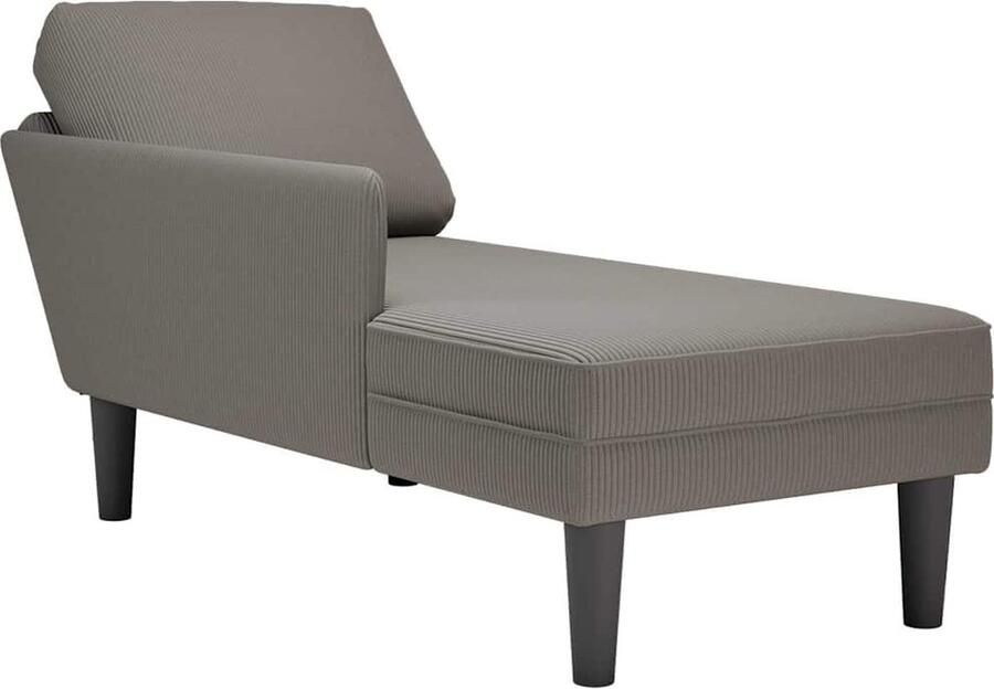 VidaXL Chaise longue met kussen corduroy stof lichtgrijs - Foto 2