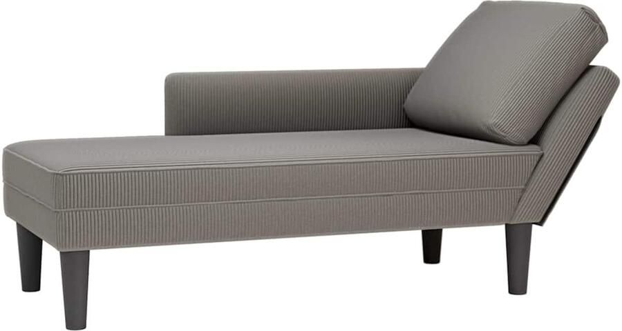 VidaXL Chaise longue met kussen corduroy stof lichtgrijs