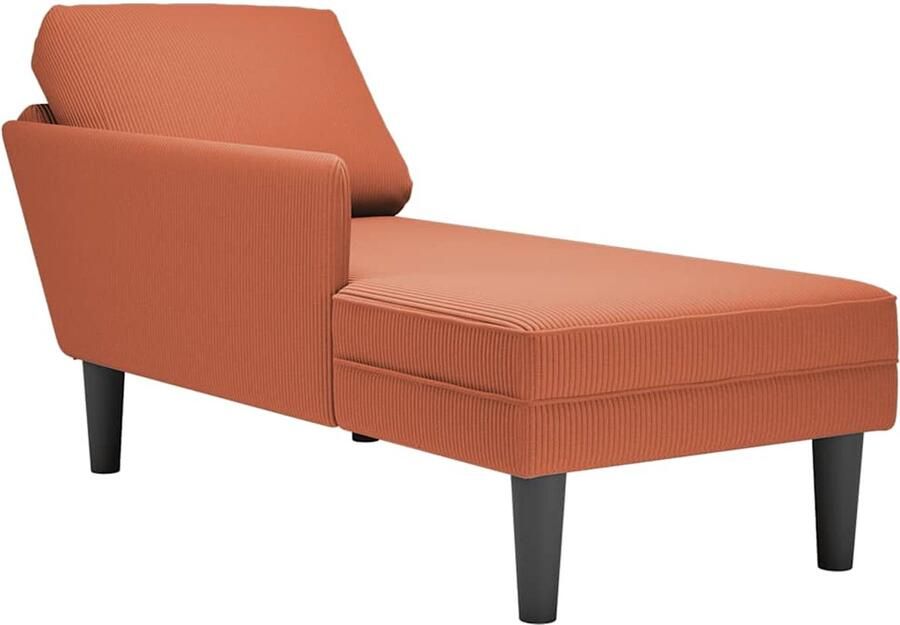 VidaXL Chaise longue met kussen corduroy stof rood oranje