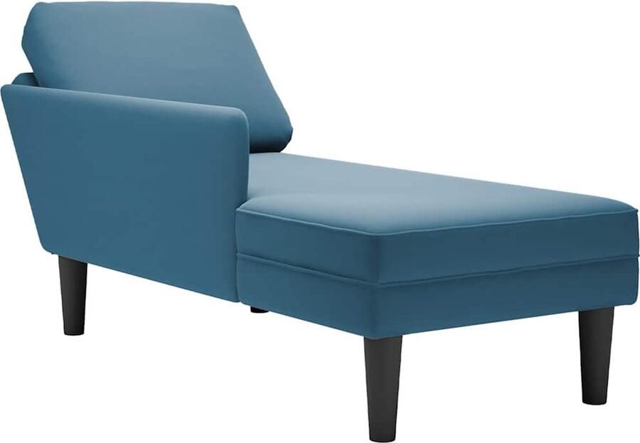 VidaXL Chaise longue met kussen en rechterarmleuning fluweel blauw