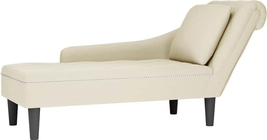 VidaXL Chaise longue met kussen&rechterarmleuning fluweel crÃ¨mekleurig