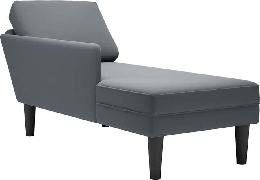 VidaXL Chaise longue met kussen&rechterarmleuning fluweel donkergrijs