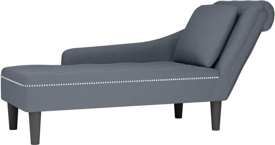 VidaXL Chaise longue met kussen&rechterarmleuning fluweel donkergrijs
