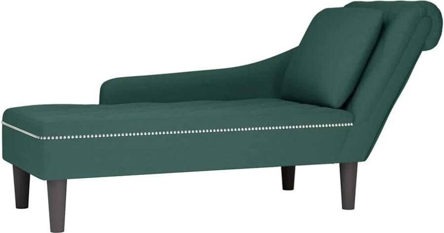 VidaXL Chaise longue met kussen&rechterarmleuning fluweel donkergroen