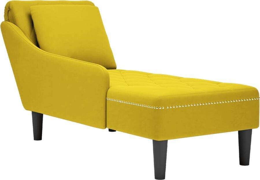 VidaXL Chaise longue met kussen en rechterarmleuning fluweel geel - Foto 3