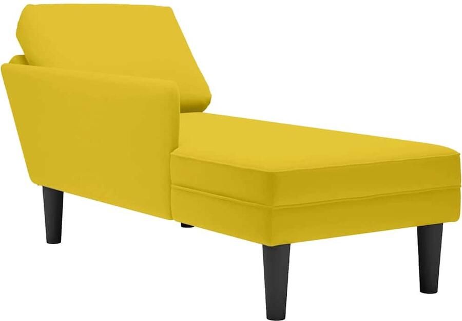 VidaXL Chaise longue met kussen en rechterarmleuning fluweel geel